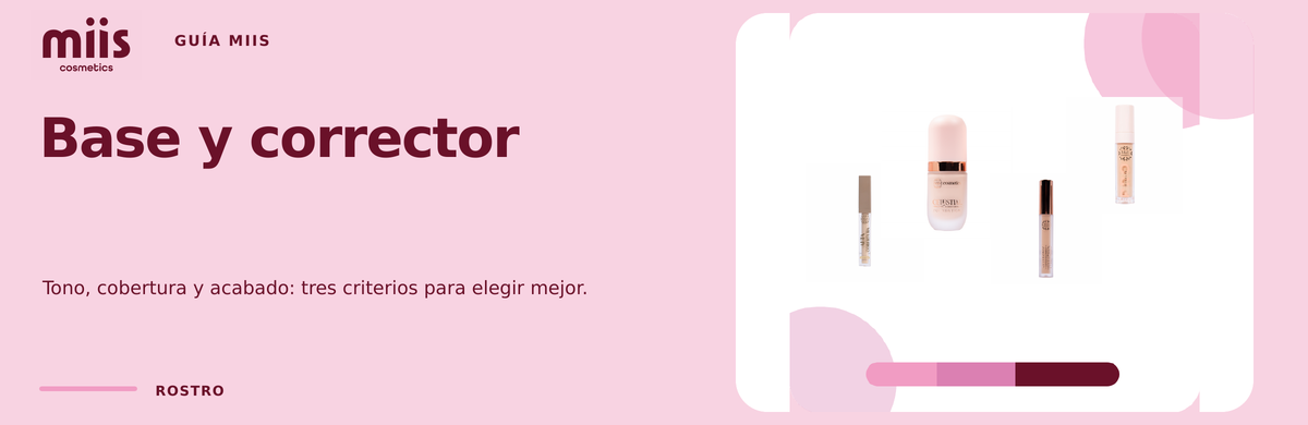 Banner panorámico para elegir base y corrector de Miis Cosmetics
