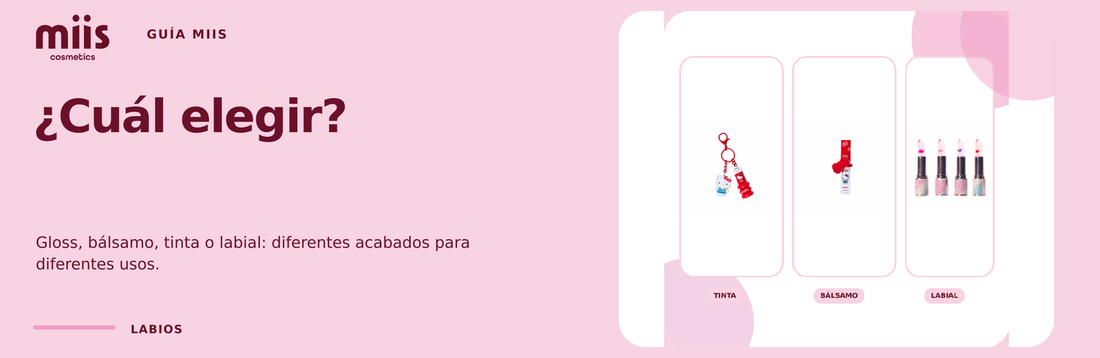 Banner panorámico de productos para labios de Miis Cosmetics