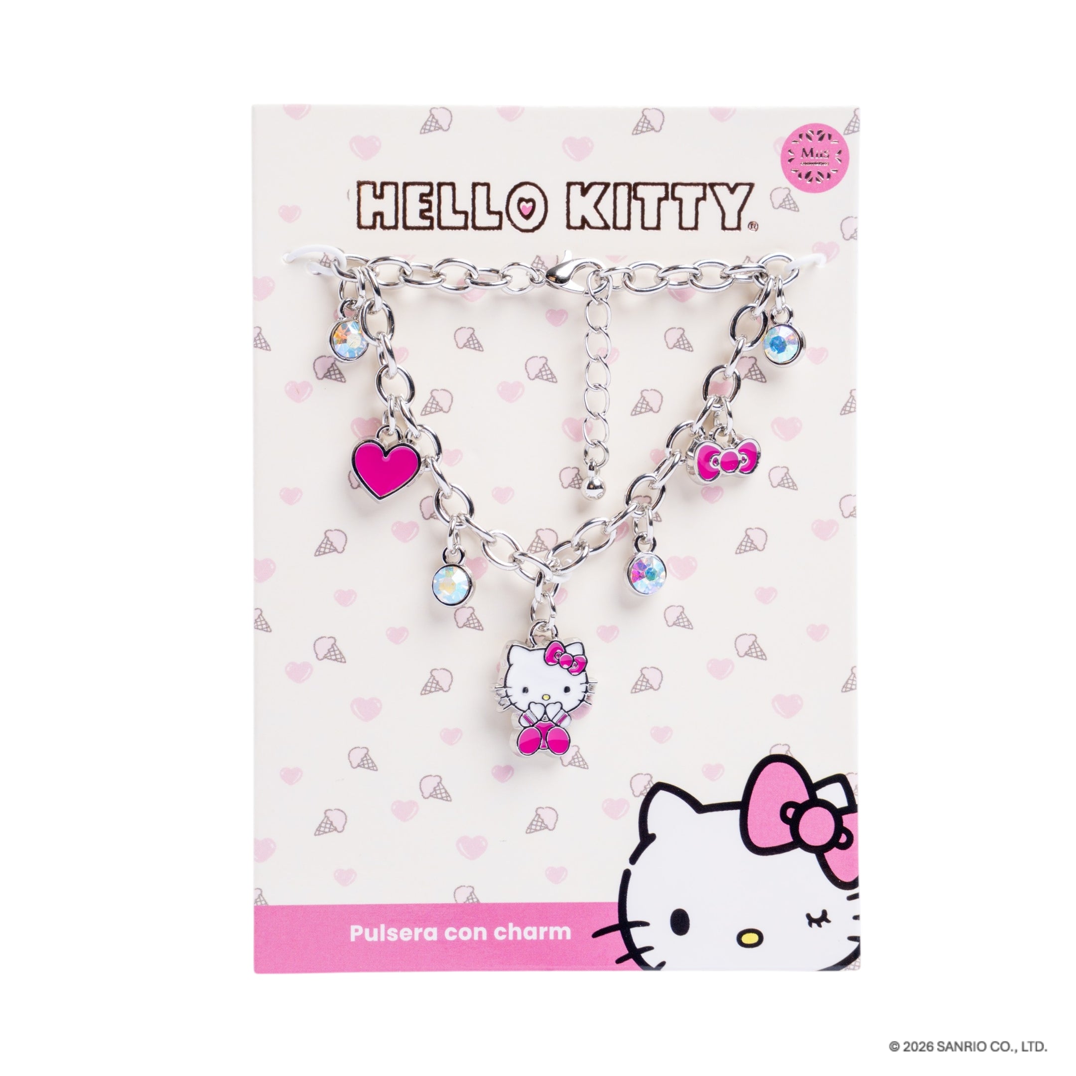 Pulsera charms kitty plateado