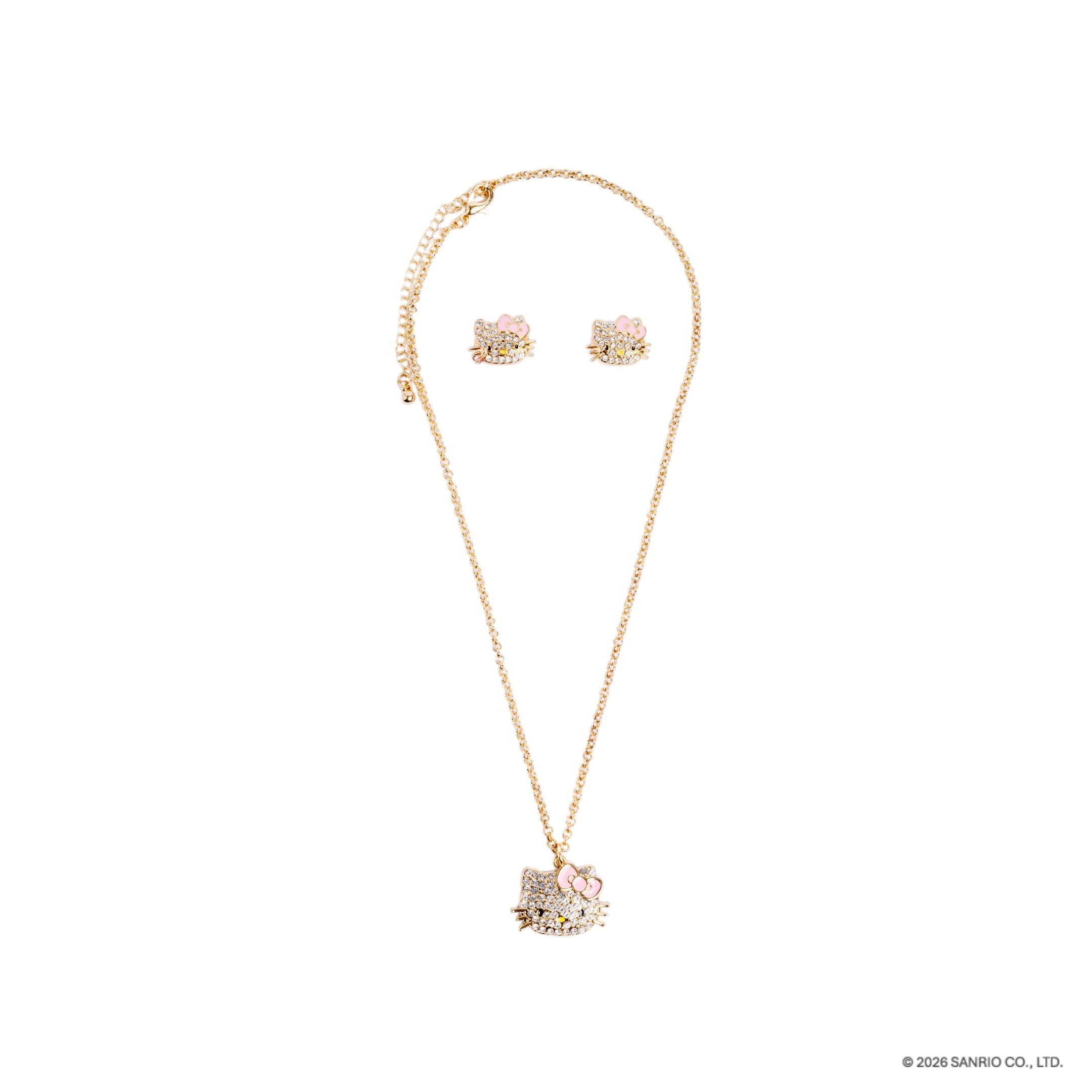 Set de collar y aretes kitty dorado