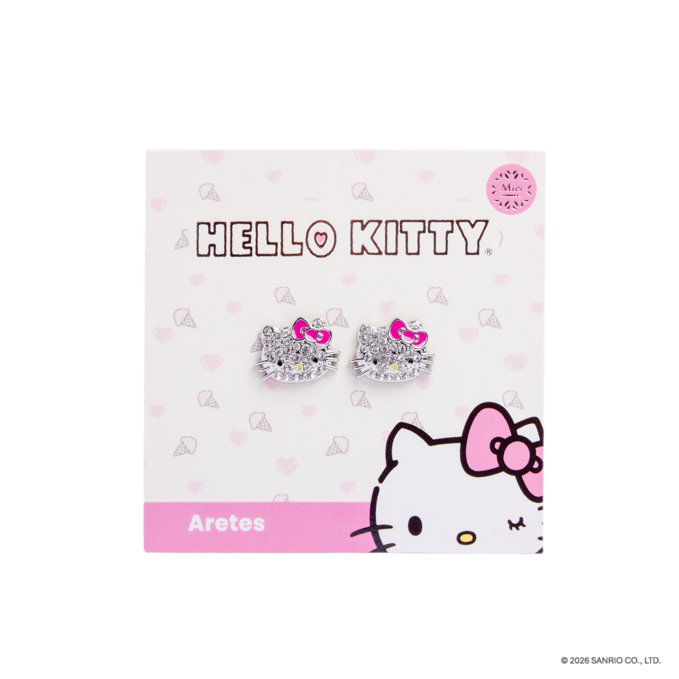 Arete tipo topo kitty plateado