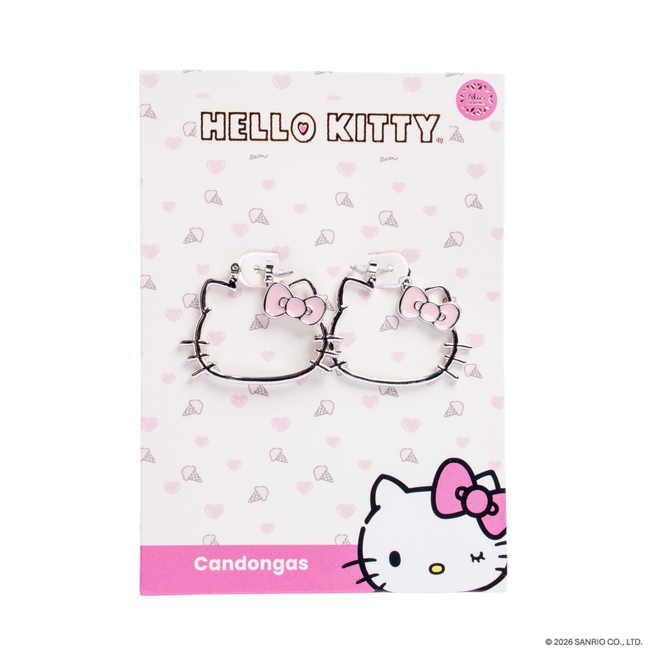 Arete tipo candonga kitty plateado