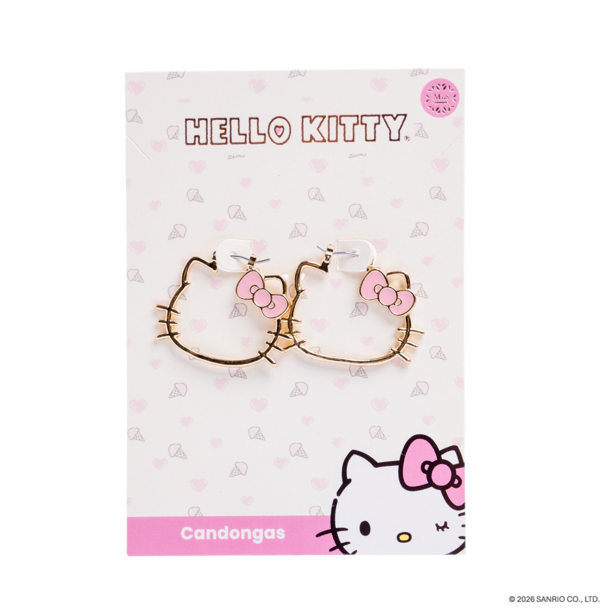 Arete tipo candonga kitty dorado