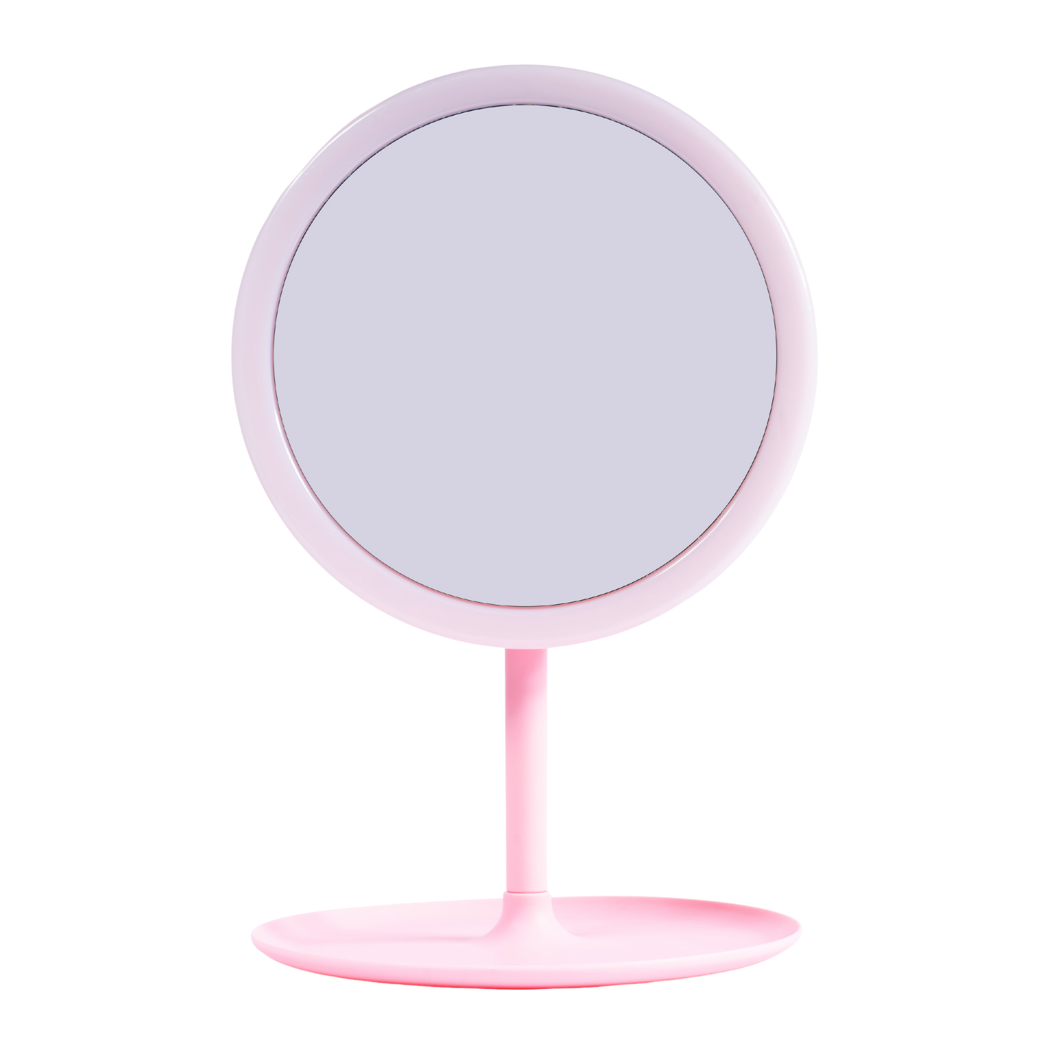 Espejo blanco base con luz rosa