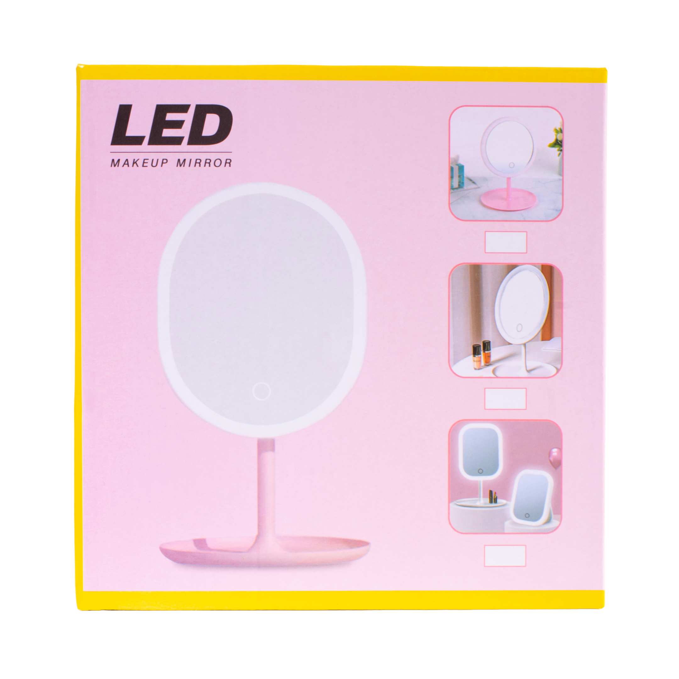 Espejo rosa base con luz led