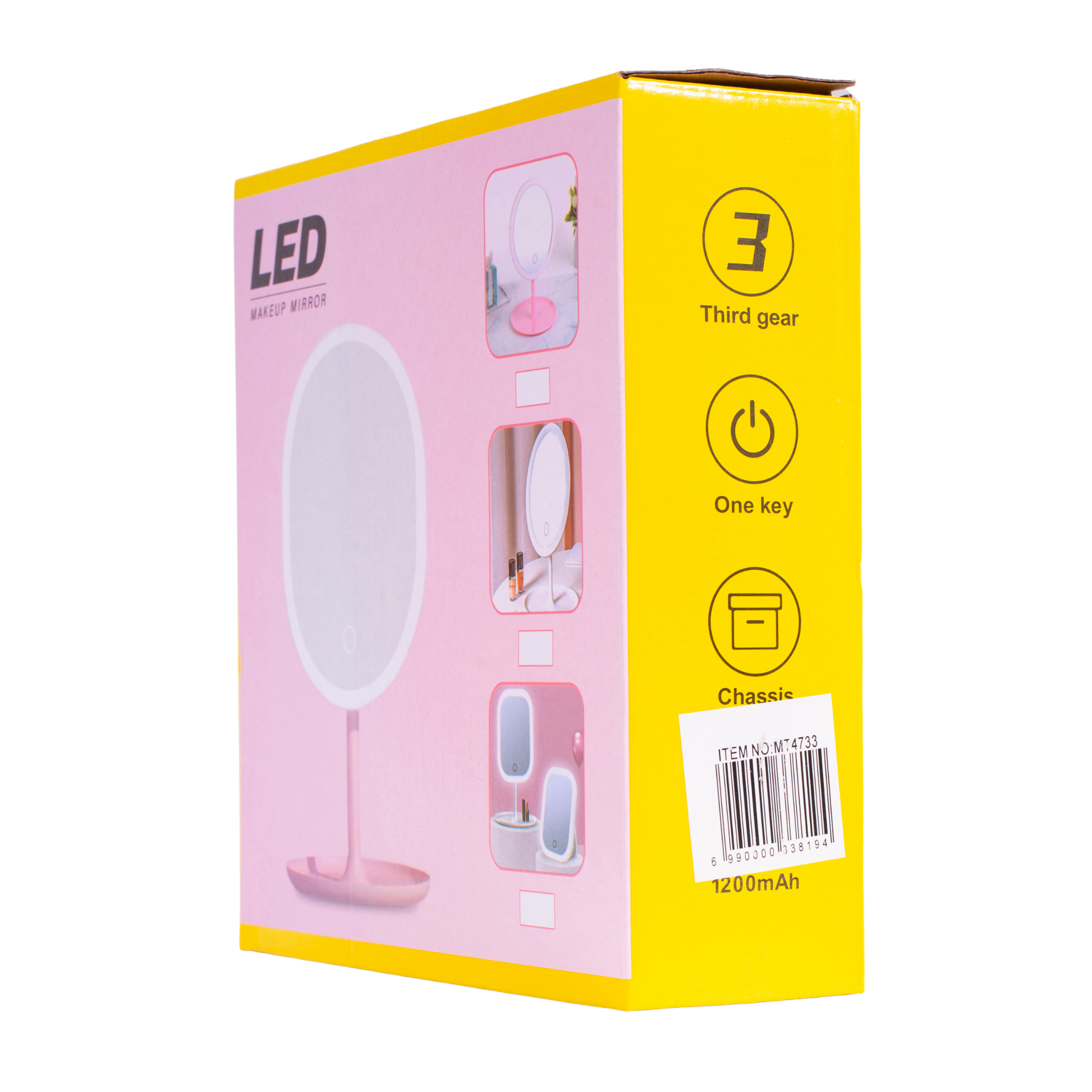 Espejo rosa base con luz led